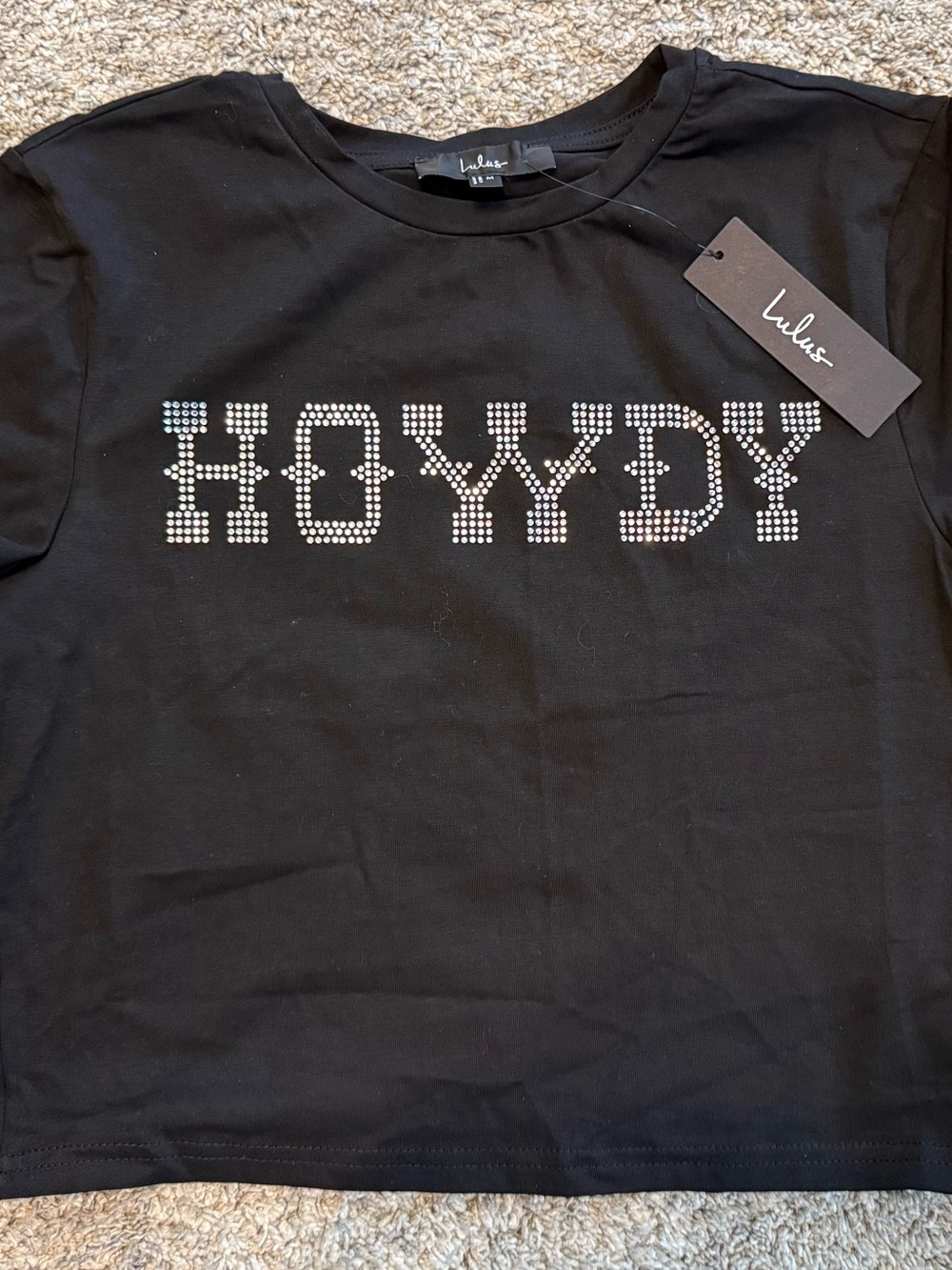 Lulu's Black Tee with Silver Rhinestone HOWDY